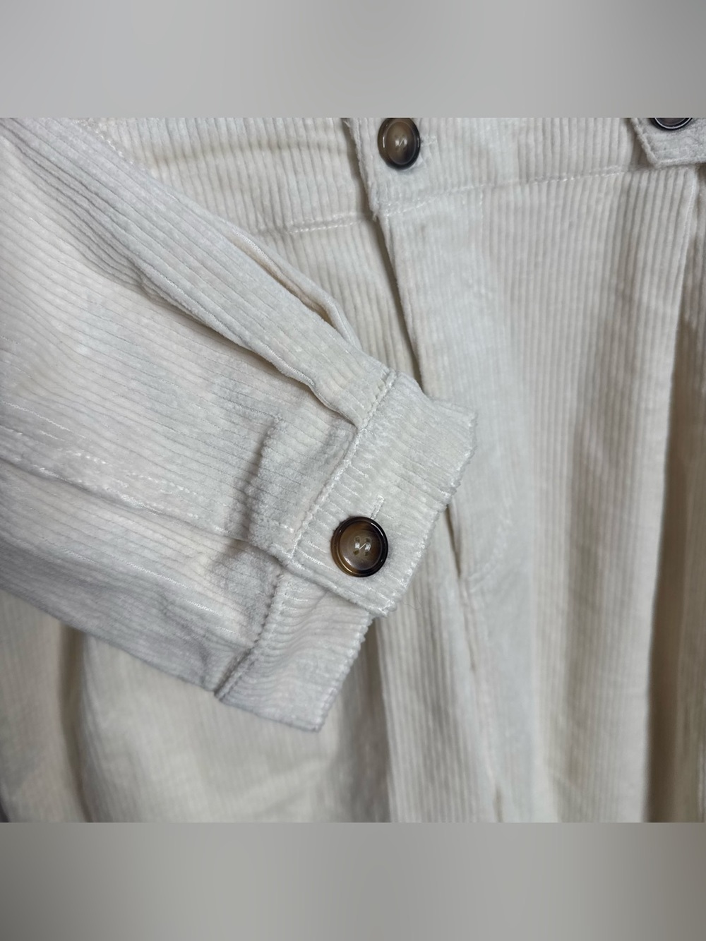 Mable Cream Corduroy Long Sleeve Collared‎ Jumpsuit Utility Neutral Size Large - Picture 5 of 11